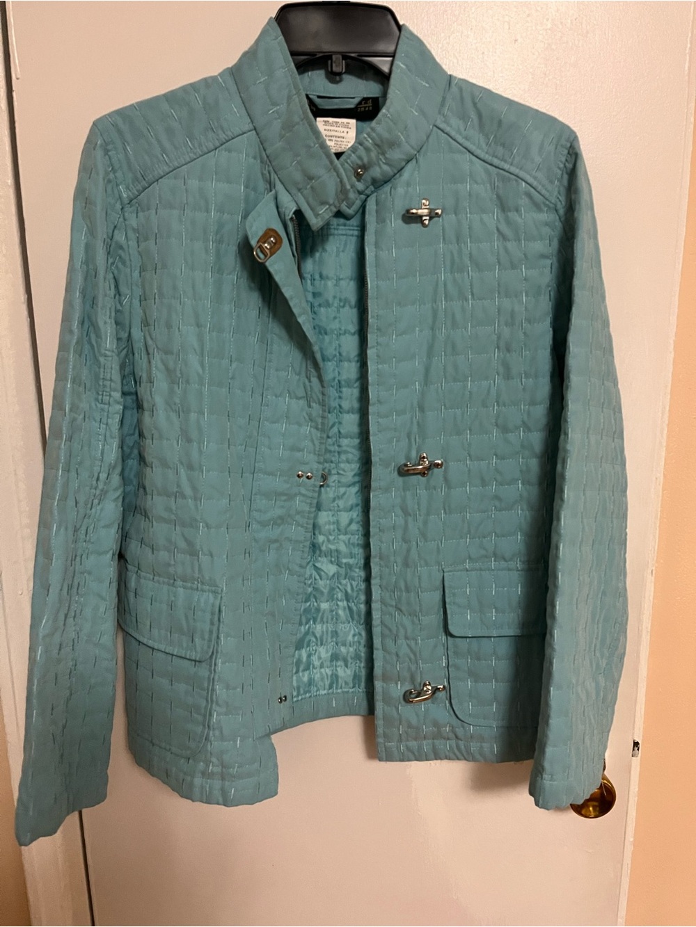 Nanette Lepore Quilted Aqua Toggle Jacket